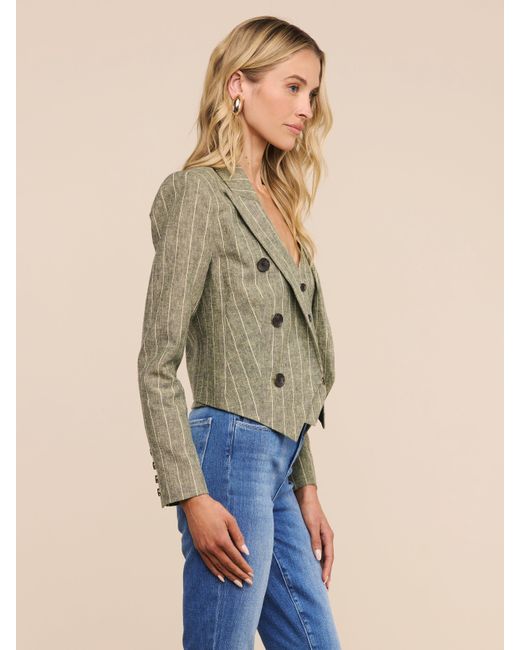 L'Agence Green Lila Linen-Blend Blazer