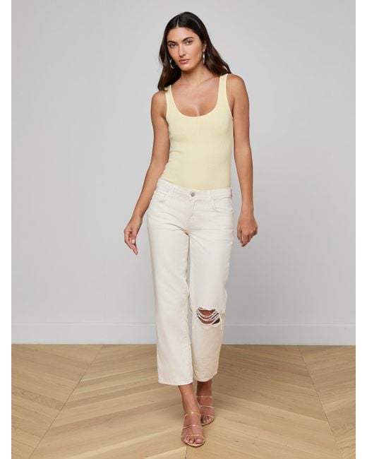L'Agence White Nica Scoopneck Bodysuit