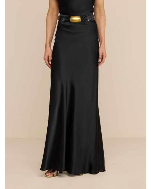 L'Agence Black Ryker Waistband Silk Skirt