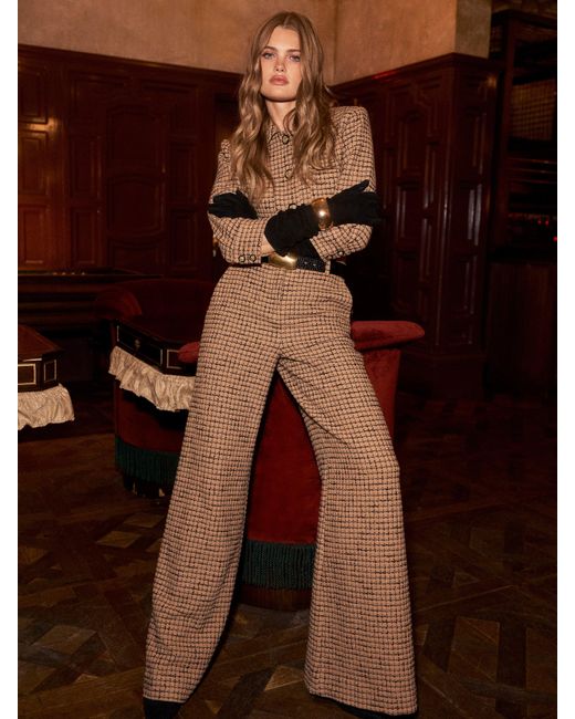 Veste Courte En Tweed Jia, Chai Latte/Noir L'Agence en coloris Brown