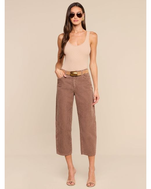 L'Agence Brown Mallis Corduroy Bow-Leg Pants