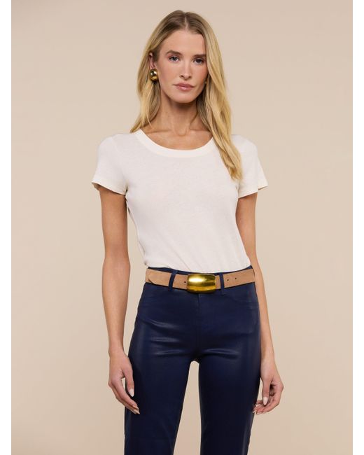 L'Agence White Cory Cotton Scoopneck Tee