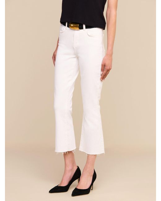 L'Agence White Kendra Cropped Flare Jean