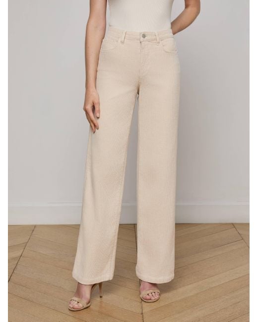 Jean Large En Velours Côtelé Scottie, Vanille L'Agence en coloris Natural