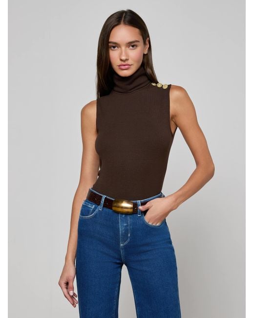 L'Agence Blue Ceci Sleeveless Turtleneck