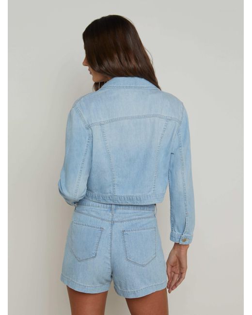L'Agence Blue Koda Cropped Chambray Jacket