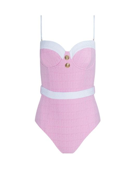 L'Agence Pink Amie Bandeau One-Piece Swimsuit