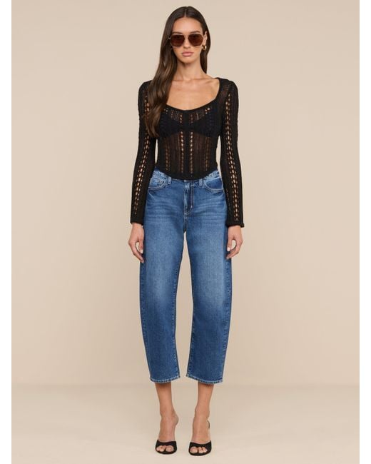 L'Agence Black Orine Pointelle Knit Top