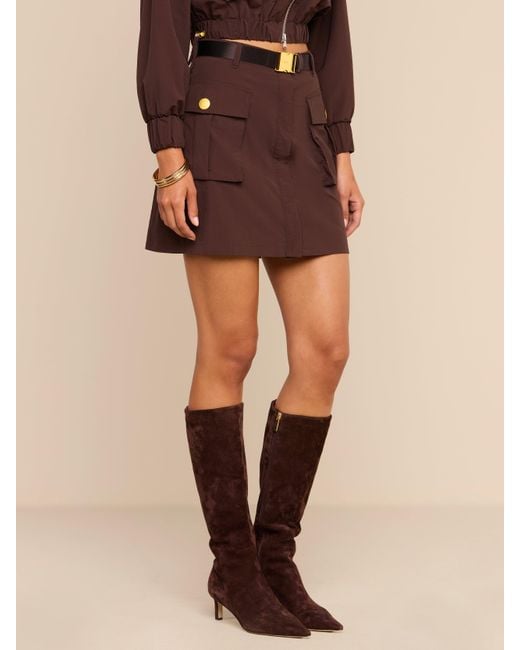 L'Agence Brown Norene Nylon Mini Skirt