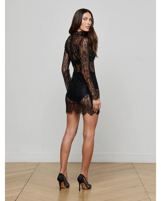 L'Agence Women's Black Henrietta Lace Mini Dress L'Agence Women's Black Henrietta Lace Mini Dress