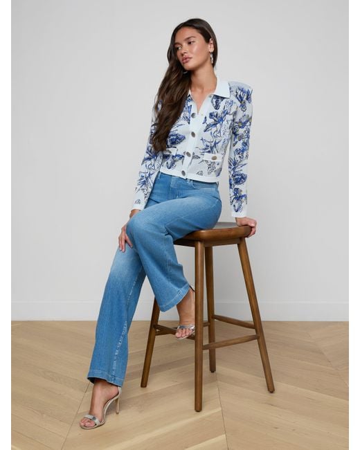 L'Agence Blue Osiris Jacquard Cardigan