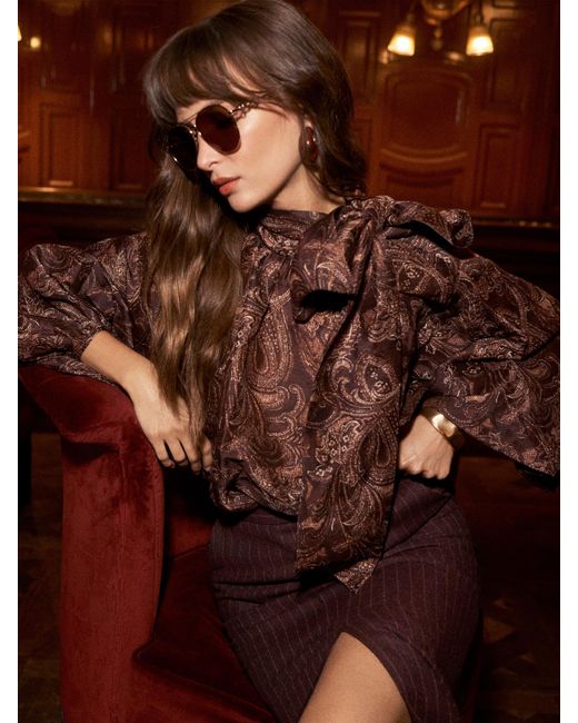 Chemisier Oversize Rhett, Marron À Motif Cachemire L'Agence en coloris Brown