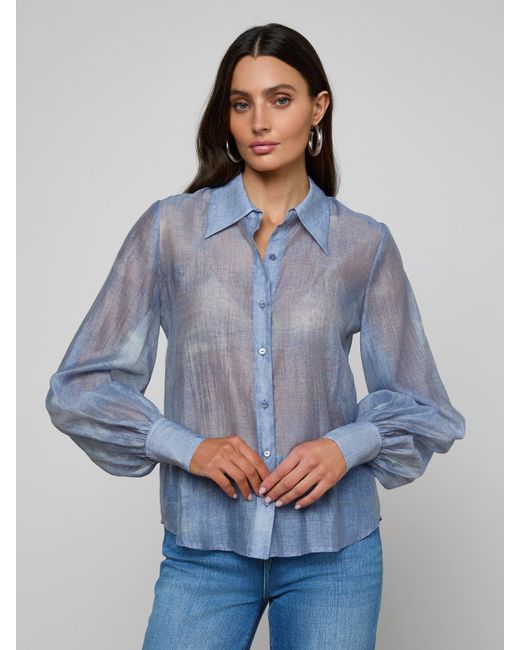 L'Agence Blue Jayleen Blouse Top