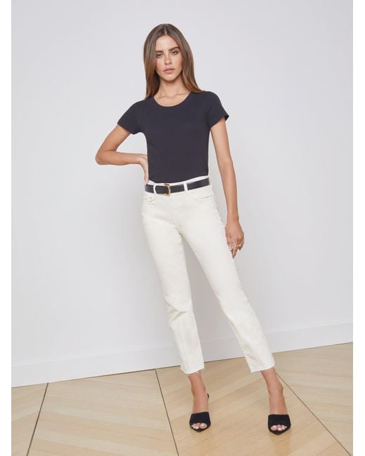 L'Agence Blue Cory Cotton Scoopneck Tee