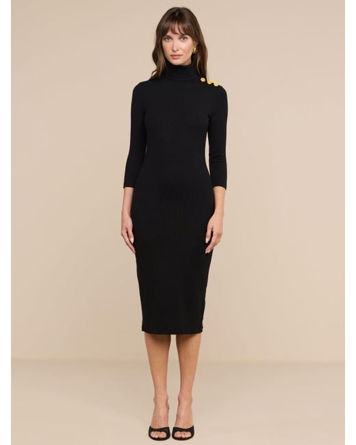 L'Agence Black Voletta Turtleneck Knit Dress