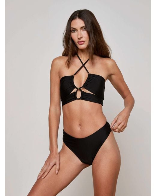 L'Agence Black Sirena Halter Bikini Top