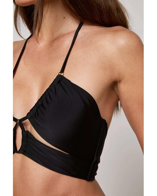 L'Agence Black Sirena Halter Bikini Top