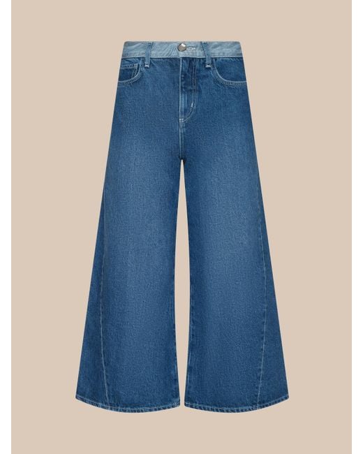 L'Agence Blue Bronte Cropped Wide-Leg Jean