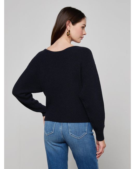 Pull Cache-Cœur Antonella, Bleu Nuit L'Agence en coloris Blue