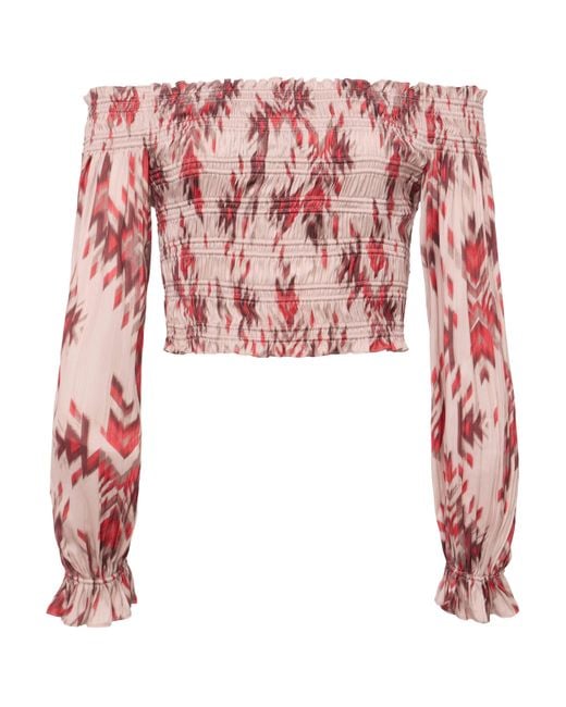 L'Agence Red Graciela Off-Shoulder Top