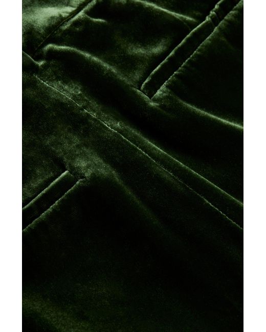 L'Agence Green High-Rise Wide-Leg Velvet Pants