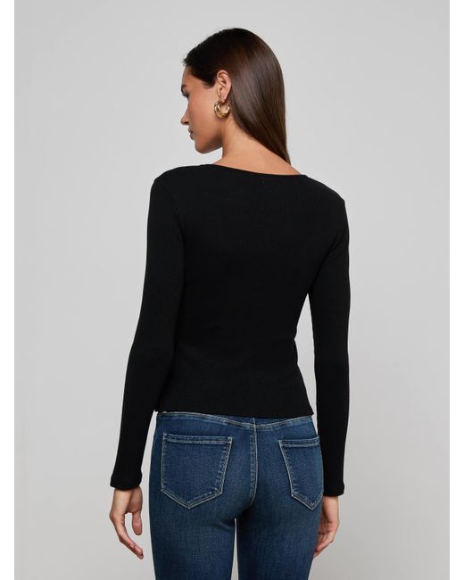 T-Shirt À Encolure Dégagée Scarlet, Noir L'Agence en coloris Black