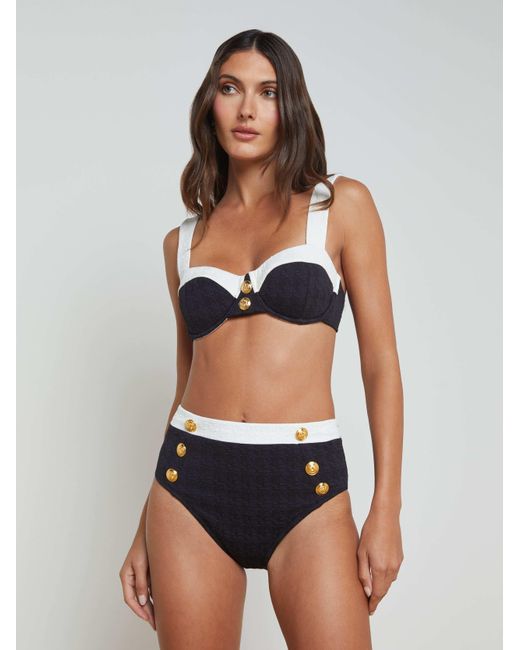 Bas De Bikini Taille Haute Vanessa En Noir/Blanc L'Agence en coloris White