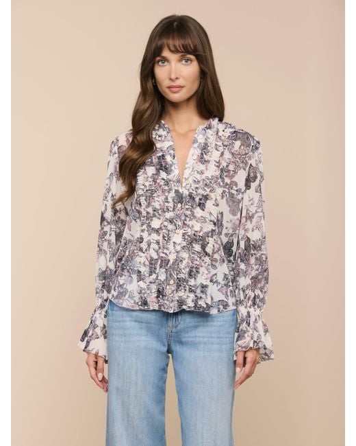 L'Agence Blue Eunice Blouse Top