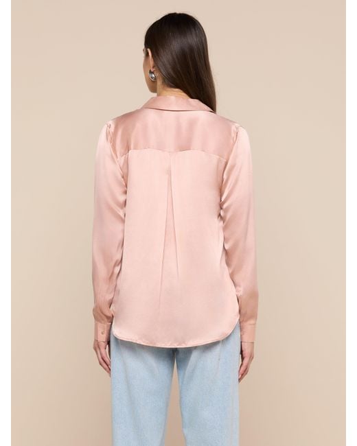 L'Agence Blue Tyler Silk Blouse Top