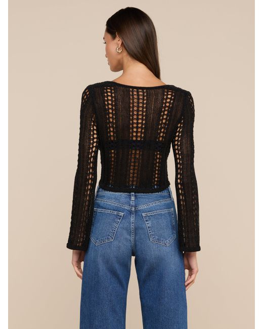 L'Agence Black Orine Pointelle Knit Top