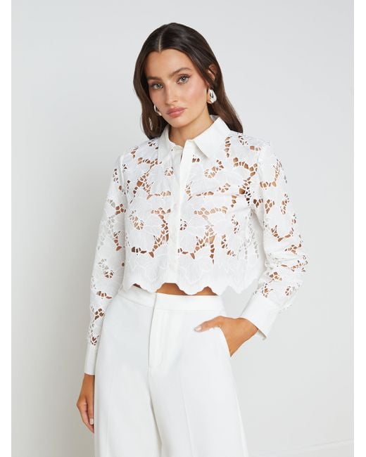 Chemisier Court En Dentelle Seychelle, Blanc L'Agence en coloris White