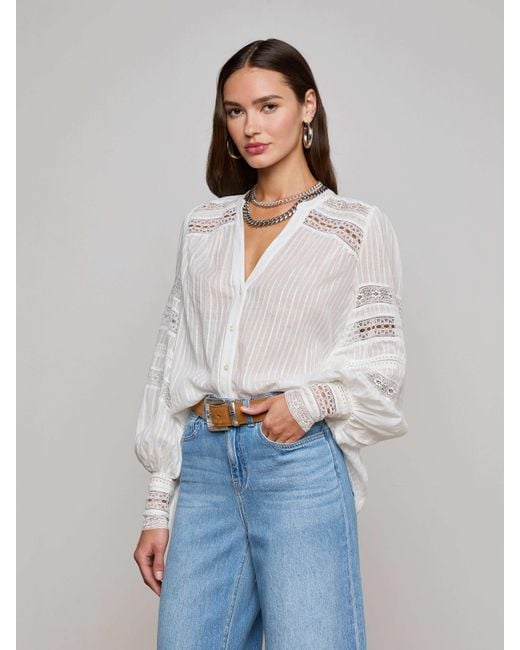 L'Agence White 'Agence Kiera Blouse Top