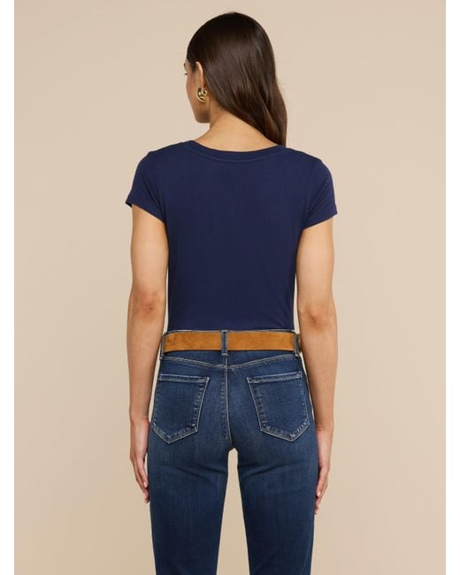 L'Agence Blue Cory Cotton Scoopneck Tee
