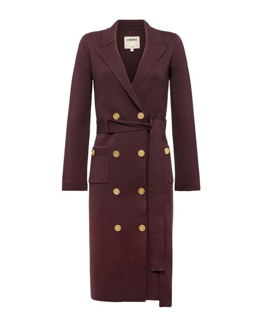 Manteau En Maille Isabel, Marron Foncé/Doré L'Agence en coloris Brown