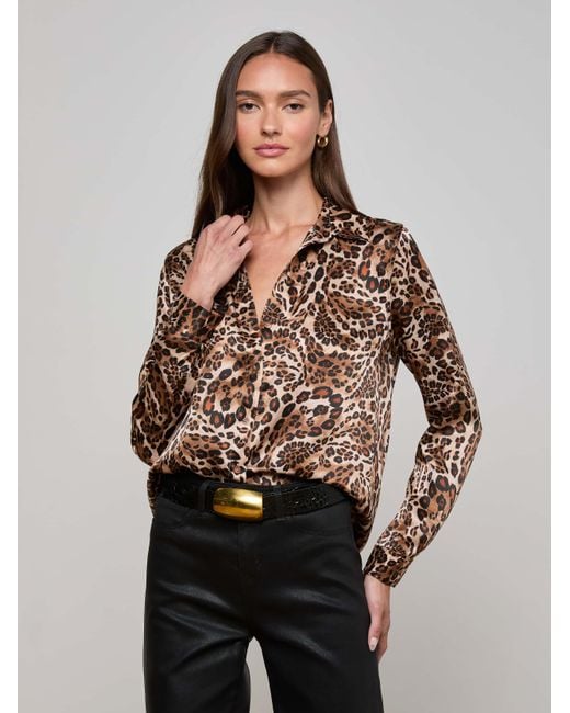 L'Agence Gray 'Agence Tyler Silk Blouse Top
