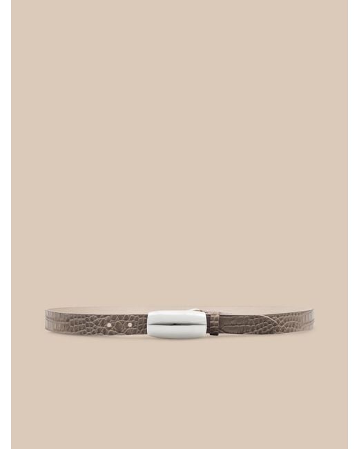 L'Agence White Marlowe Croc-Embossed Leather Belt