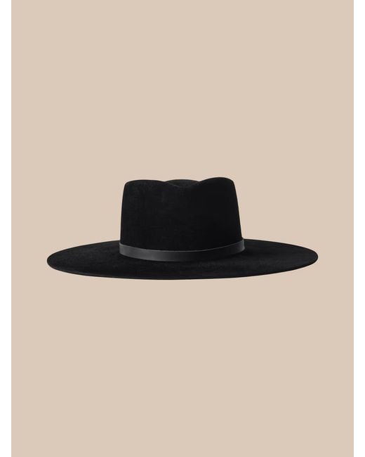 L'Agence Black 'Agence Reyes Leather Band Fedora