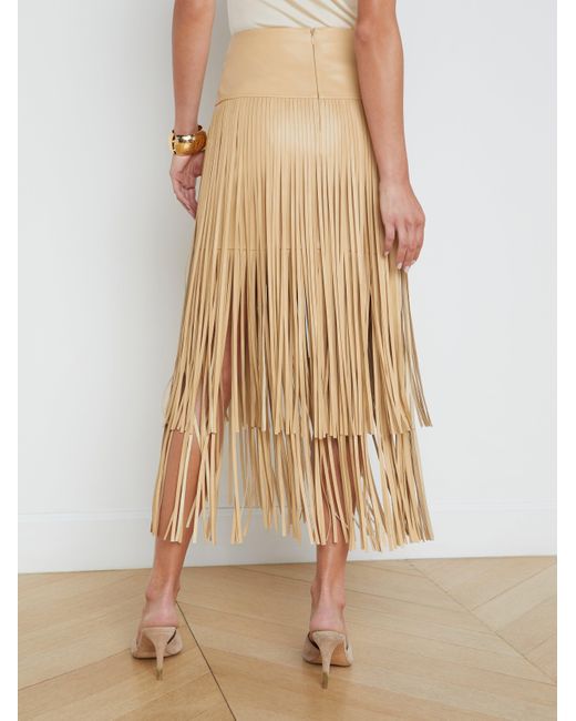Jupe À Franges En Cuir Végétalien Karolina En L'Agence en coloris Natural