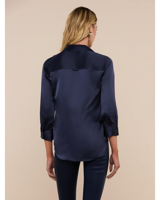 L'Agence Blue Dani Silk Blouse
