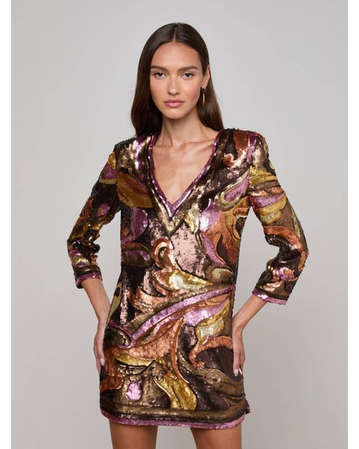 sheer gold sequin dress Metallic Disc Shift Dress 6 / Metallic main image 0