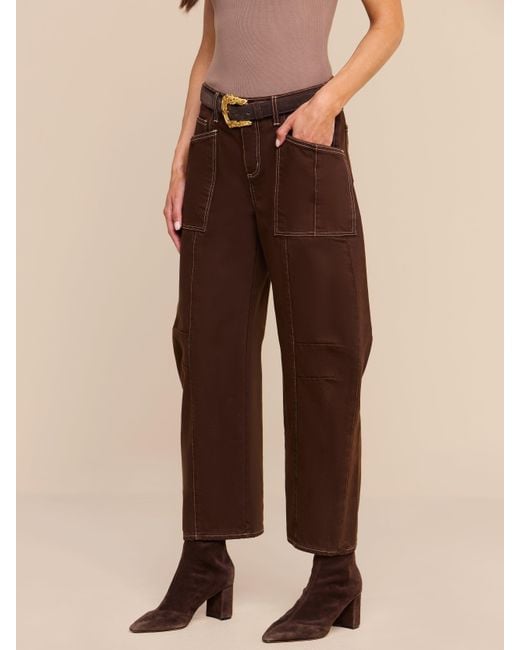 L'Agence Brown Cody Cropped Barrel-Leg Jean