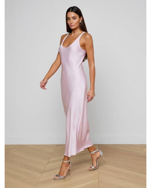 Robe Longue En Satin Akiya, Lilas Glacé L'Agence en coloris White