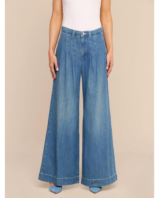L'Agence Blue Jayani Pleated Wide-Leg Jean