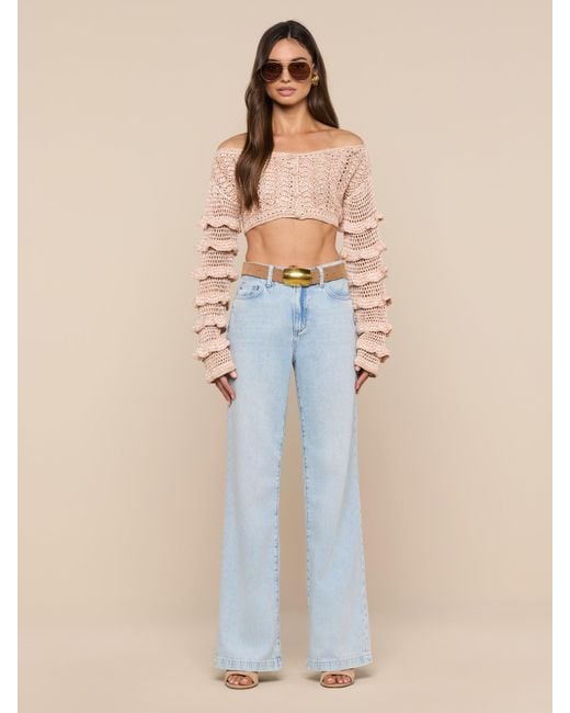 L'Agence Blue Fey Crocheted Top