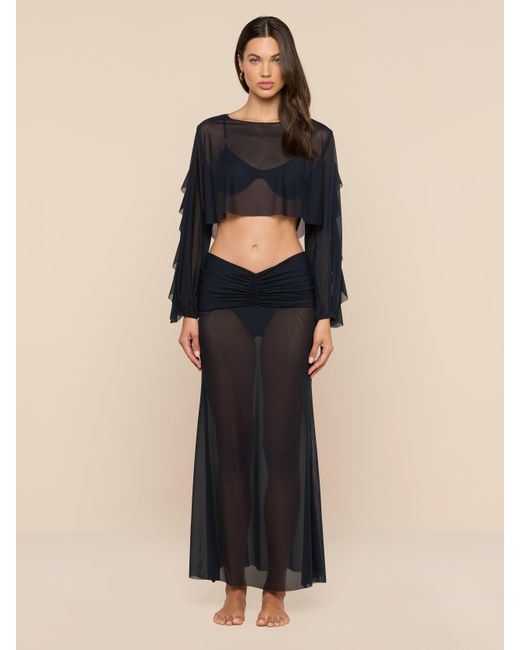 L'Agence Black Ambala Mesh Cover-Up Top