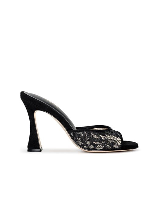 L'Agence Black Avery Lace Open-Toe Mule