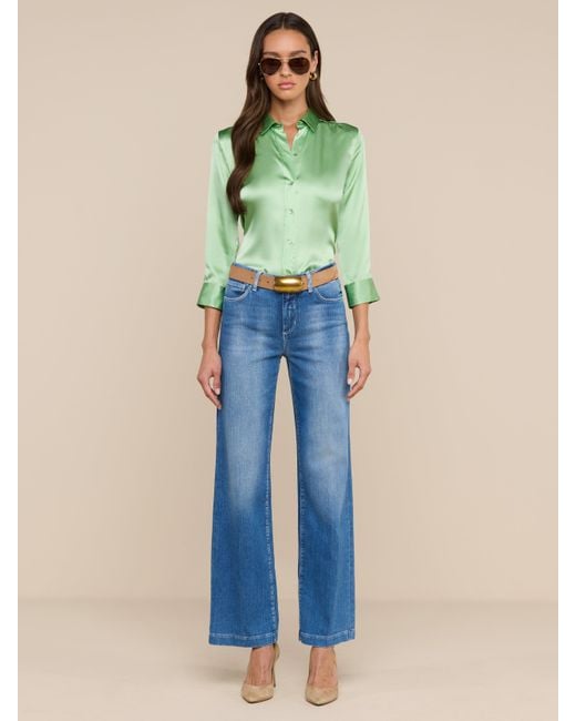 L'Agence Green Dani Silk Blouse Top