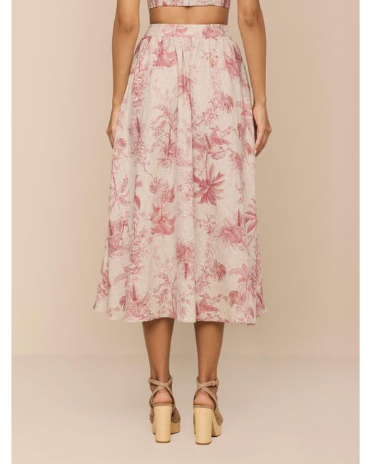L'Agence Natural Seina Linen Midi Skirt
