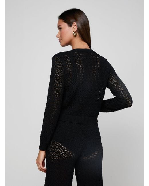 L'Agence Black 'Agence Orla Pointelle Knit Cardigan