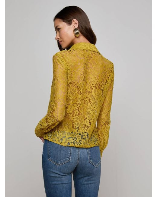 Chemisier En Dentelle Florale Maia, Dentelle Jaune Ceylan L'Agence en coloris Yellow